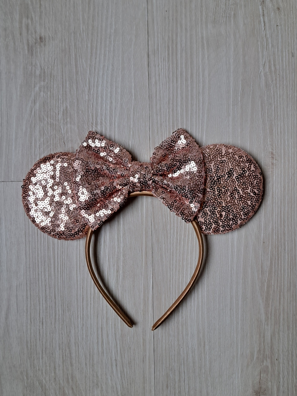 DISNEY Sequin Minnie Ear Headband in Rose Gold